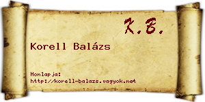 Korell Balázs névjegykártya